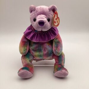 TY Beanie Baby February The Birthday Bear with Amethyst Birthstone Nose 2001